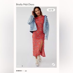 Free People Briella Midi Dress Red Size Medium